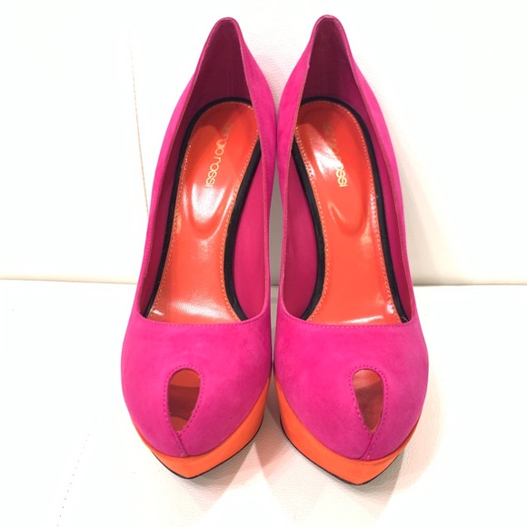 SERGIO ROSSI Multi Color Suede Pumps Sz 39.5 - Picture 3 of 6